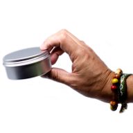Boîte en fer blanc en aluminium ronde avec couvercle à vis