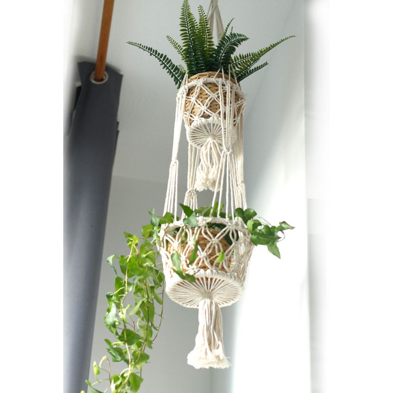 Suspension Macramé pour Plantes - Pots Double