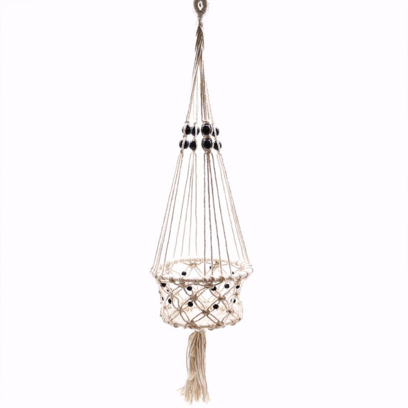 Suspension Macramé pour Plantes - Large Pot à Perles