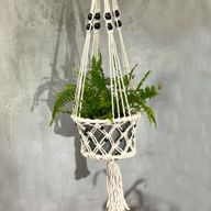 Suspension Macramé pour Plantes - Large Pot à Perles
