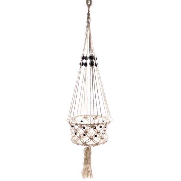 Suspension Macramé pour Plantes - Large Pot à Perles
