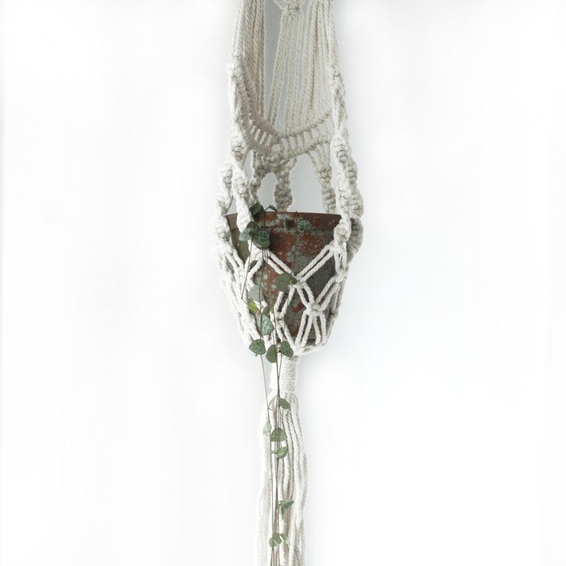 Suspension Macramé pour Plantes - Long avec cercle
