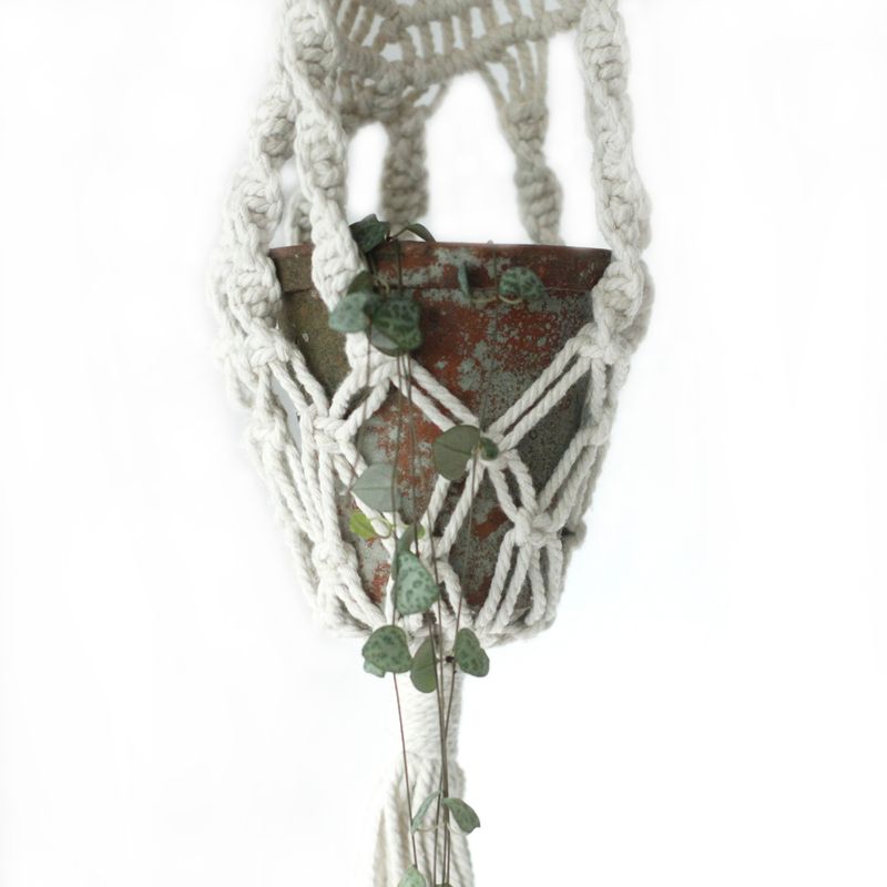 Suspension Macramé pour Plantes - Long avec cercle