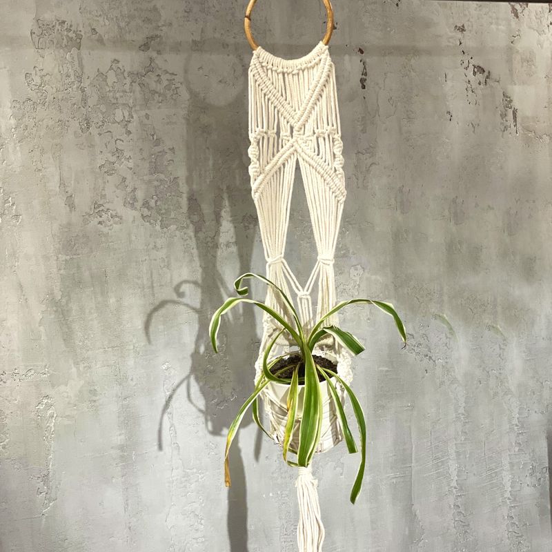 Suspension Macramé pour Plantes - Long avec cercle