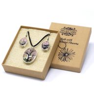 Bijoux Fleurs Pressées - Arbre de la vie Set - Rose