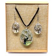 Bijoux Fleurs Pressées - Arbre de la vie Set - Blanc