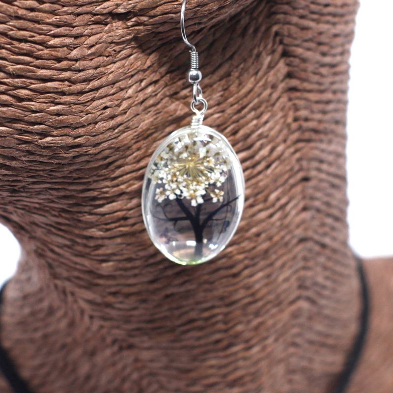 Bijoux Fleurs Pressées - Arbre de la vie Set - Blanc