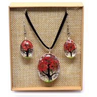 Bijoux Fleurs Pressées - Arbre de la vie Set - Corail