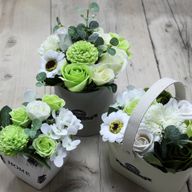 Bouquet Petit Panier - Vert Pastel