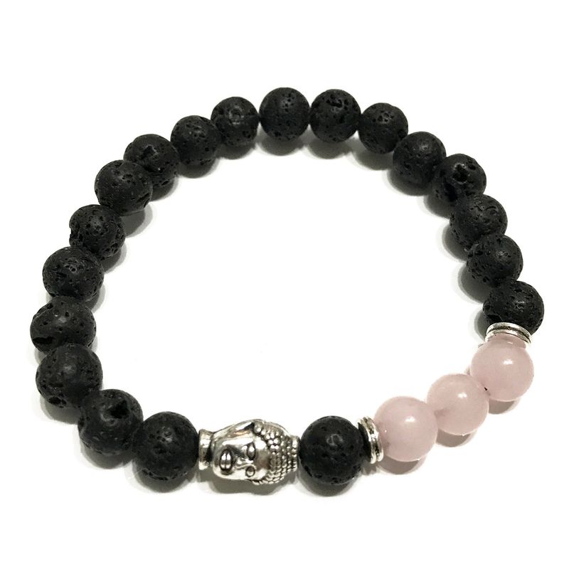 Bracelet Pierre de Lave - Buddha Rose Quartz