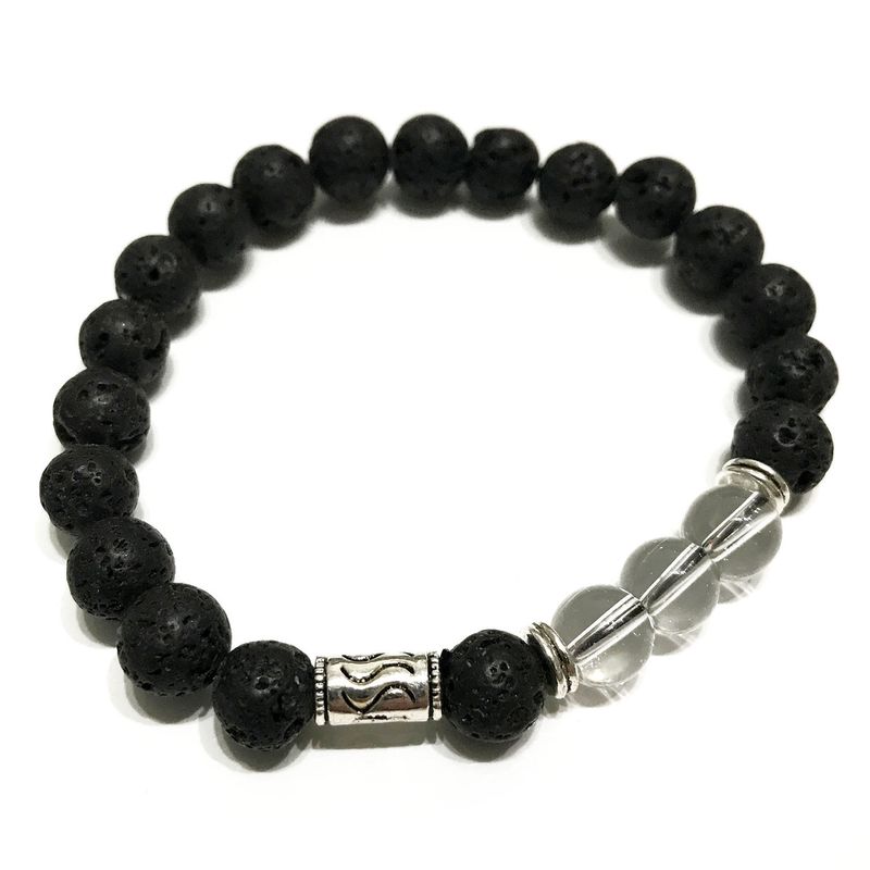Bracelet Pierre de Lave - Cristal de Roche Tribal