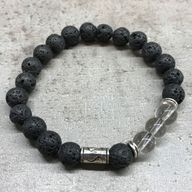 Bracelet Pierre de Lave - Cristal de Roche Tribal
