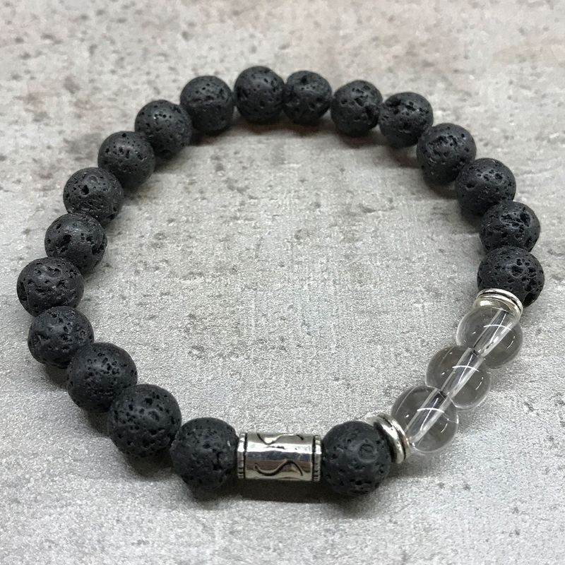 Bracelet Pierre de Lave - Cristal de Roche Tribal