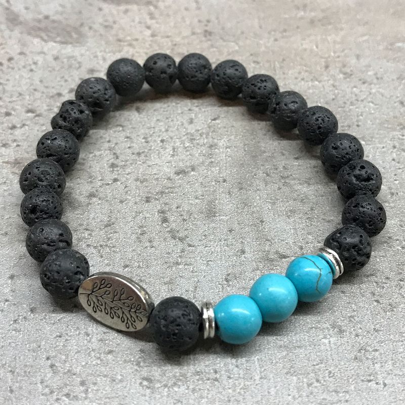 Bracelet Pierre de Lave - Feuille