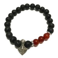 Bracelet Pierre de Lave - Tête de Hache Cornaline