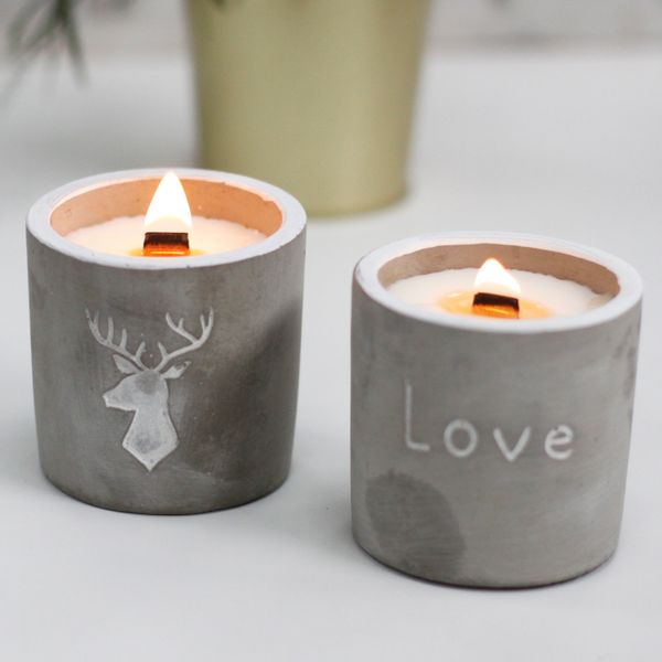 Bougie Béton Pot Moyen - Whisky/Fumée de Bois