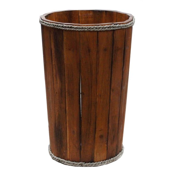 Grande Panière Nautique en Bois - Marron 45x32cm