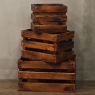 Lot de 3 Caisses en Bois - Marron