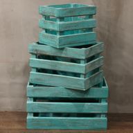 Lot de 3 Caisses en Bois - Vert Ecologique