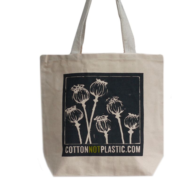 Sac Cabas Éco 'Cotton Not Plastic' -(4 modèles assortis)