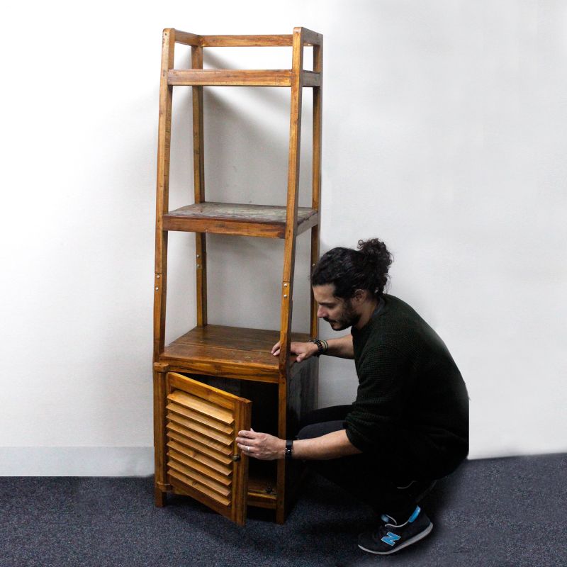 Présentoir en Bois Recyclé Teck
