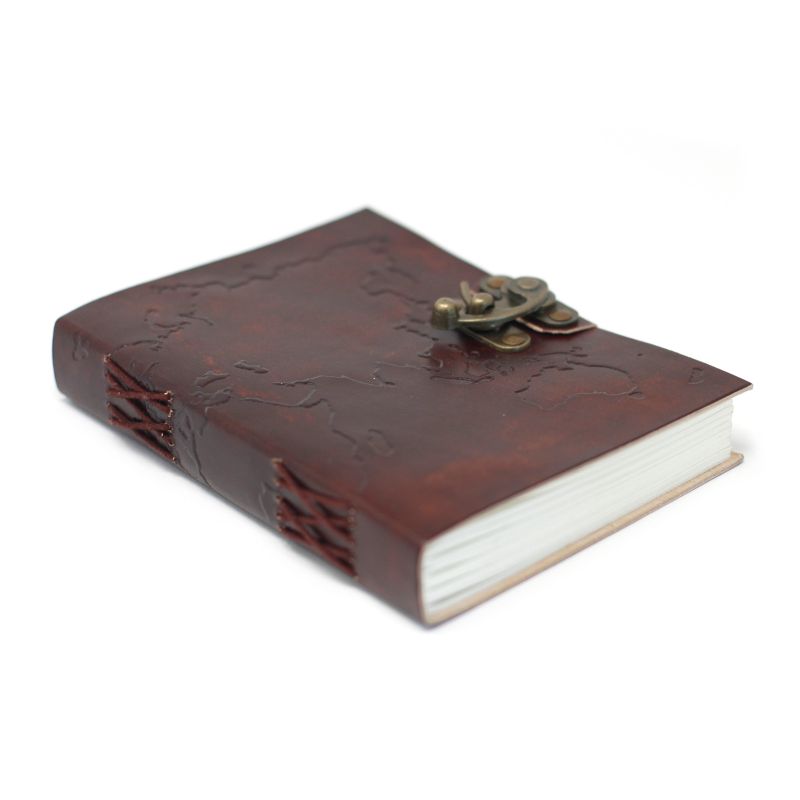 Carnet En Cuir Carte Du Monde (7x5")