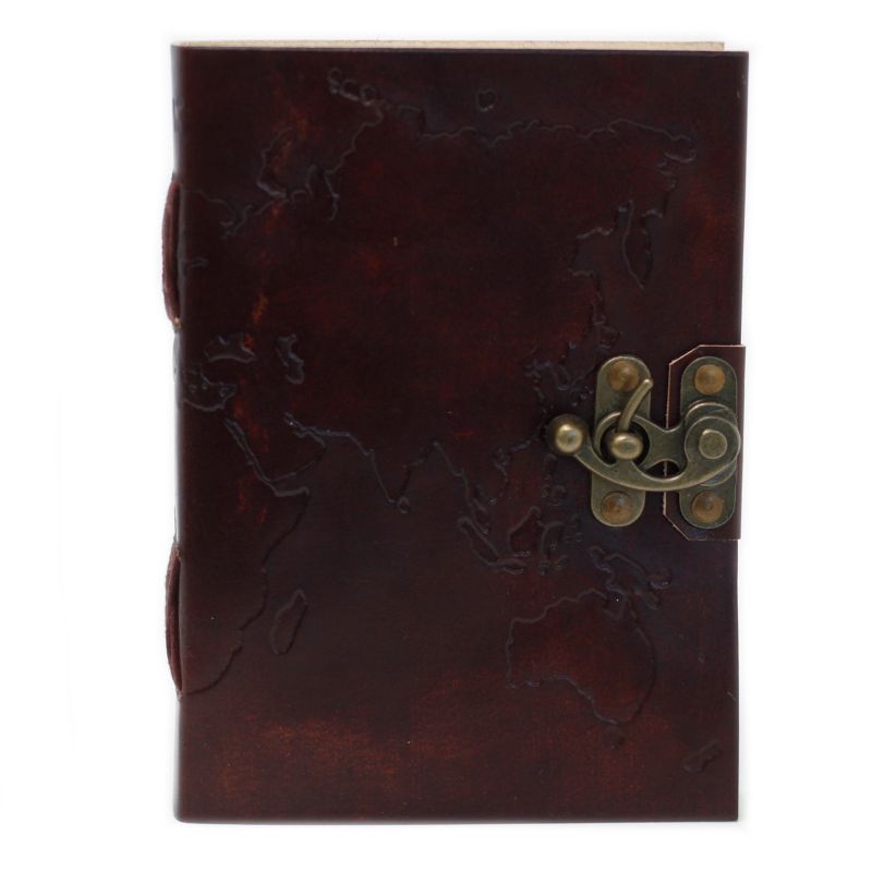 Carnet En Cuir Carte Du Monde (7x5")