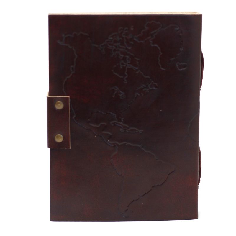 Carnet En Cuir Carte Du Monde (7x5")