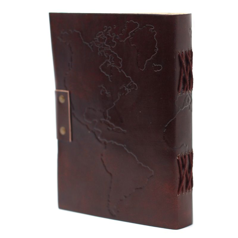 Carnet En Cuir Carte Du Monde (7x5")