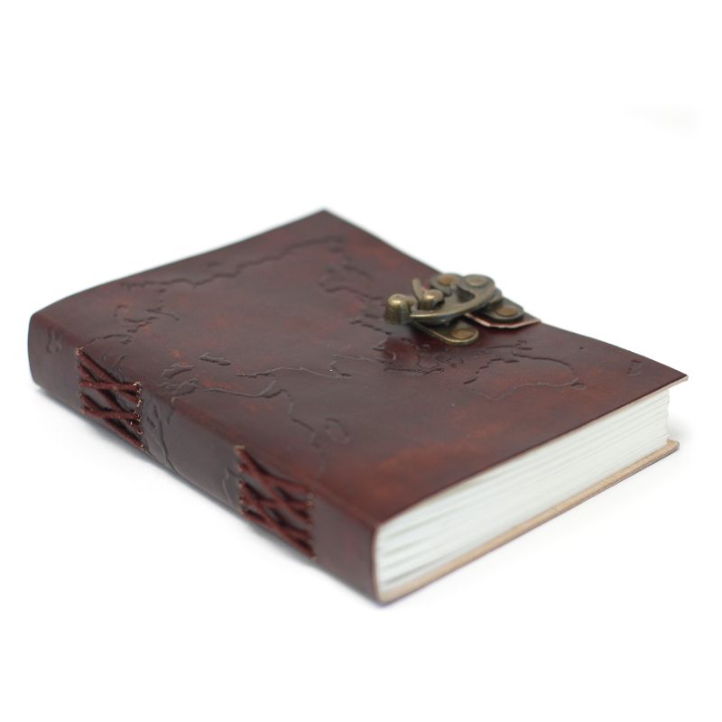 Carnet En Cuir Carte Du Monde (7x5")