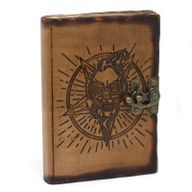 Carnet En Cuir Pentagramme et Crâne Avec Détails De Brûlures (7x5")