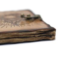 Carnet En Cuir Pentagramme et Crâne Avec Détails De Brûlures (7x5")