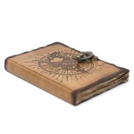 Carnet En Cuir Pentagramme et Crâne Avec Détails De Brûlures (7x5")
