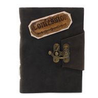 Carnet En Cuir Noir Confessions Avec Verrou (7x5")