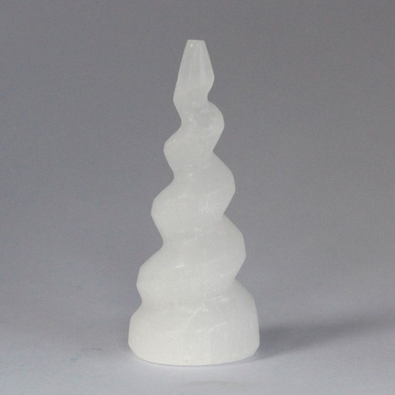 Tour Sélénite Spirale Licorne - 10 cm