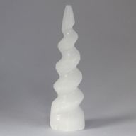 Tour Sélénite spirale licorne - 15 cm
