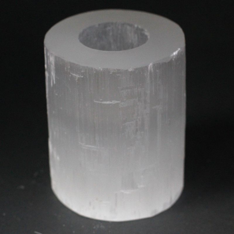 Bougeoir Sélénite Cylindre - 10 cm