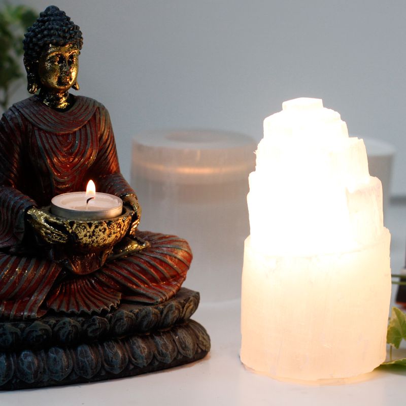 Lampe Naturelle en Sélénite - 15 cm