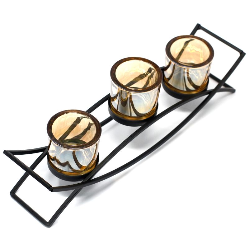 Bougeoir Votif en Fer - 3 coupes Zen
