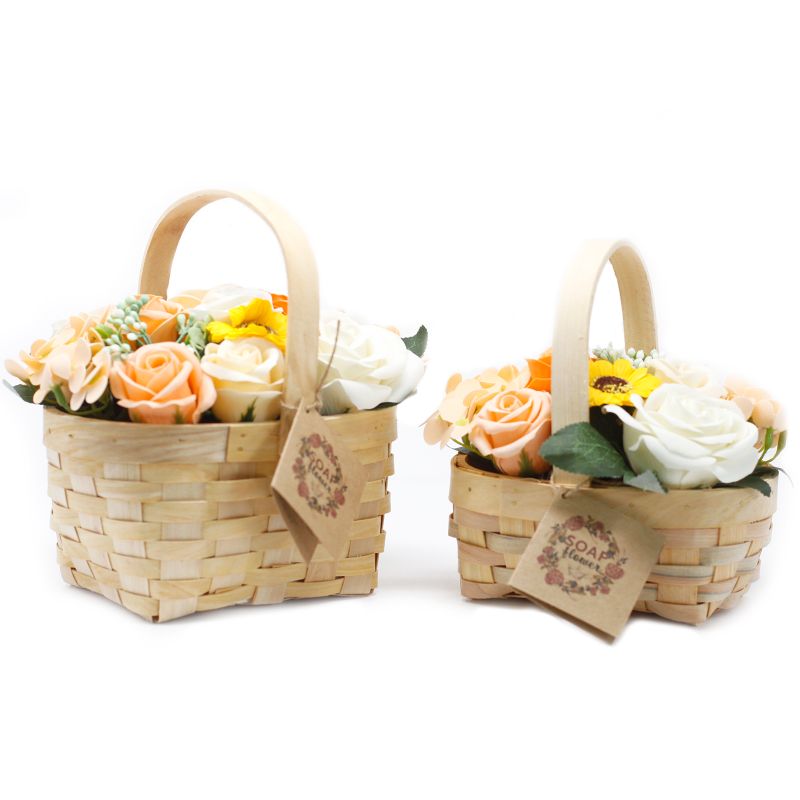 Bouquet Panier en Osier medium - Orange