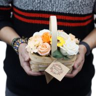 Bouquet Panier en Osier medium - Orange