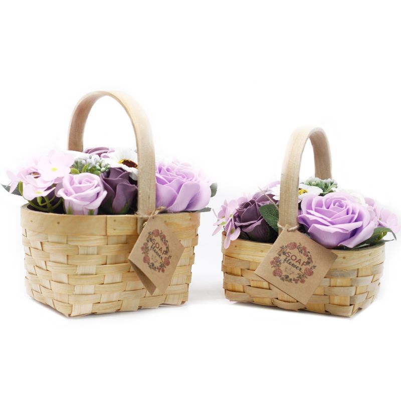 Bouquet Panier en Osier medium - Lilas