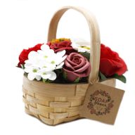 Bouquet Panier en Osier medium - Rouge