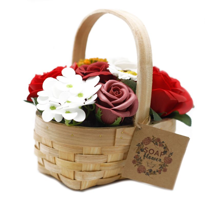 Bouquet Panier en Osier medium - Rouge