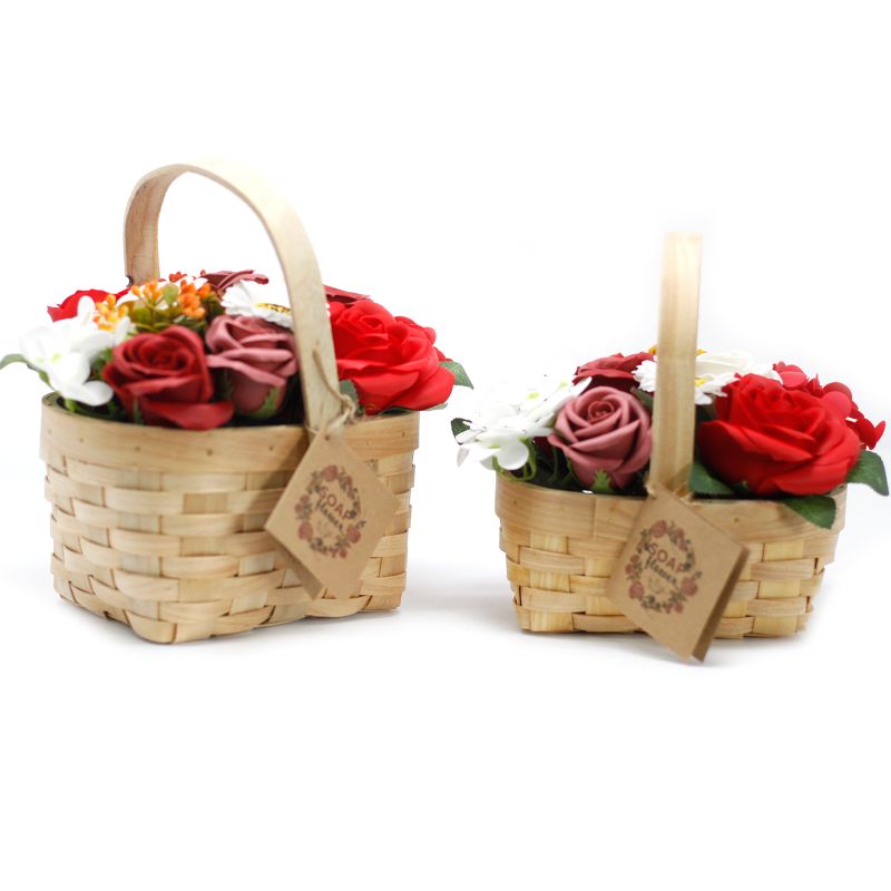 Bouquet Panier en Osier medium - Rouge
