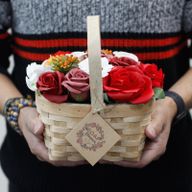 Bouquet Panier en Osier Large - Rouge