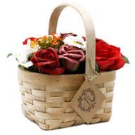 Bouquet Panier en Osier Large - Rouge