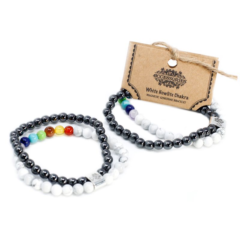 Bracelets Magnétiques Gemme - Howlite Blanche Chakra