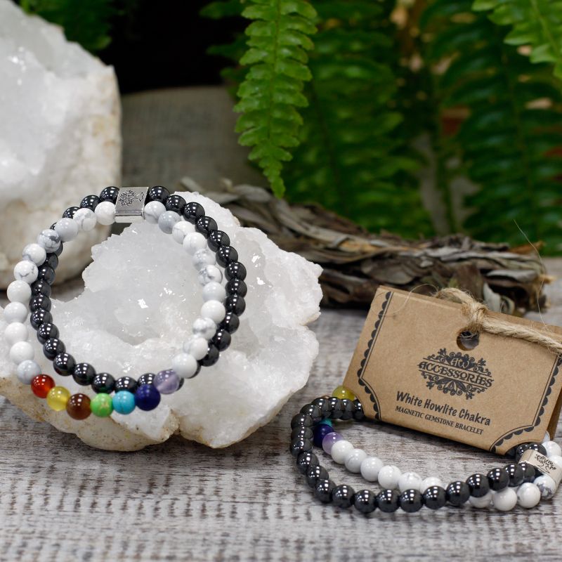 Bracelets Magnétiques Gemme - Howlite Blanche Chakra