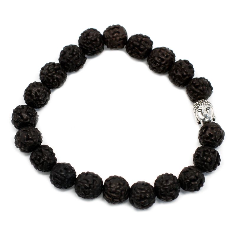 Mala Rudraksha  Bracelet Bouddha-Noir